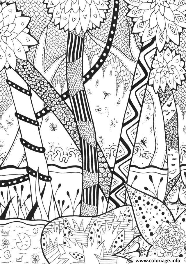 Dessin adulte foret zentangle rachel  Coloriage Gratuit à Imprimer